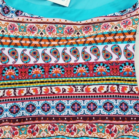 Into The Bleu by Amerex Multicolor One-Piece Halter Swimsuit Women's Size 8 NEW - Picture 5 of 5